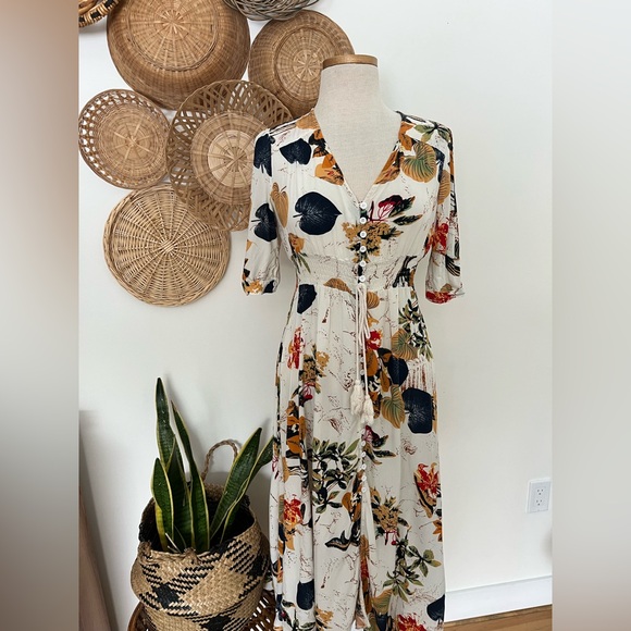 Dresses & Skirts - Multicolored Puff Sleeve V-Neck Sundress